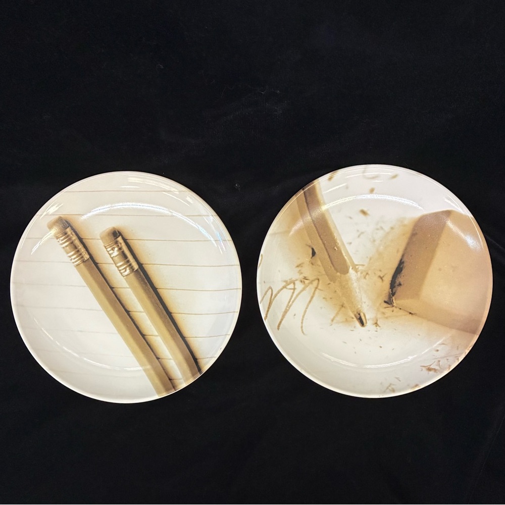 Lea Murphy Whiny Dog Press 8” Writing Motif Plates (2)
